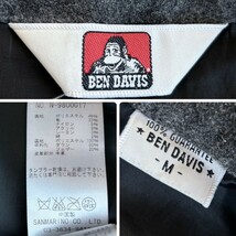 極美品！BEN DAVIS (ベンデイビス) 本革 カウレザー切り替え ダウンベスト Mサイズ メンズ ウール素材 牛革使用 グレー × ブラック 黒_画像9