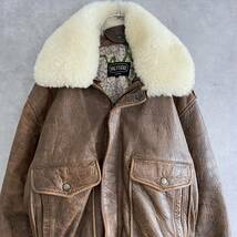 80s〜90s VALD ISERE HOMMESレザーフライトジャケット G-1タイプ Lサイズ 羊革 ヴィンテージ_画像1