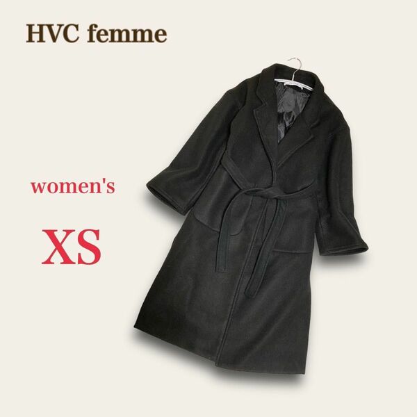 HVC femme　ガウンコート　ミドル ロング　XS　ブラック　レディース