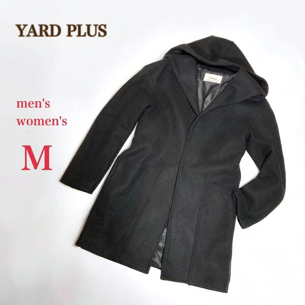 YARD PLUS ヤード プリュス ウール混 BIGフード コート 黒 M