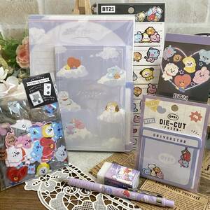 BT21◆レターセット 付箋 メモ帳 シール シャープペンシル 消しゴム 文房具まとめて◇LINE FRIENDS BTS 韓国 ステーショナリー