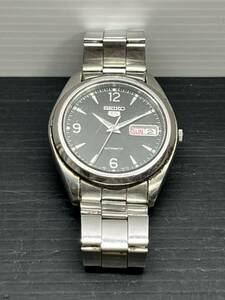 03 SEIKO セイコー5 7S26-0060 自動巻 デイデイト 腕時計 黒文字盤 メンズ