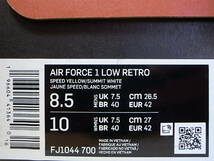 【送料無料 即決】NIKE AIR FORCE 1 LOW RETRO JEWEL COLOR OF THE MONTH復刻YELLOWイエロー26.5cm US8.5 新品FJ1044-700エアフォース 40TH_画像8