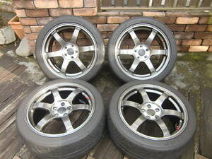 レイズ te37 sl saga 18インチ 8.5j +42 pcd112 ダンロップ DIREZZA ZIII 245/40r18 2022製バリ山 タイヤ アウディ vw フォルクスワーゲン 