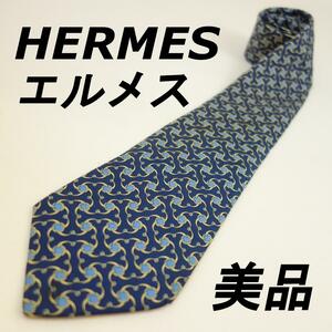 美品 エルメス HERMES シルクネクタイ 絹100% SILK