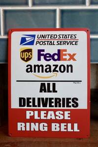 新品 UPS FedEx USPS 看板 チャイム BELL アルミサイン メタルサイン インテリア PFS カリフォルニア 世田谷ベース hotrod ②