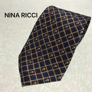 NINA RICCI ニナリッチ ブランドネクタイ 鳥 動物柄 チェック