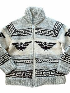 ●●本場カナダ製 CANADIAN SWEATER カナディアンセーター ジップカウチンセーター ラグラン イーグル柄 Ｓ程度●●