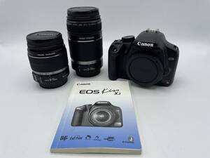 【良品】CANON / キャノン EOS kiss X2 / EF-S 18-55mm 1:3.5-5.6 IS / EF-S 55-250mm 1:4-5.6 / 使用説明書付【MTY061】