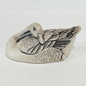 T■CANADA GOOSE カナダグース アヒル あひる 置物 ベージュ 刻印あり 陶器製 アンティーク 家鴨 インテリア オブジェ イングランド 