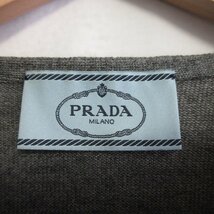 美品 PRADA プラダ シルクブレンド 長袖 襟付き ニット カーディガン 42 チャコールグレー_画像7