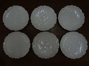 【陶器　小皿　白　紫陽花　6枚⑫】食器　小皿　銘々皿　陶器製【A3-2①】20231220+-