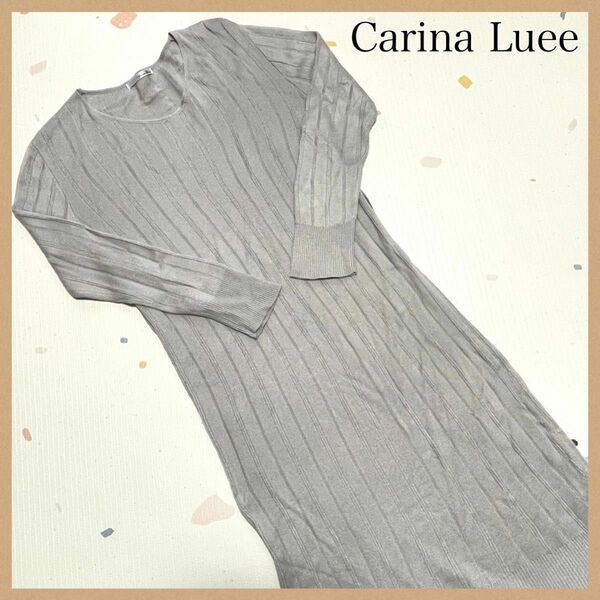 【Carina Luee】 膝丈ワンピースM グレー/灰色 シンプル 長袖