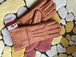  lady's gloves * sheep leather fine quality mouton gloves * new goods . attaching * terra‐cotta 