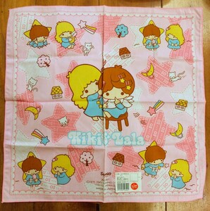 キキララ リトルツインスターズ サンリオ　SANRIO ランチクロス ハンカチ 大判 43cm×43cm 1976,2003 未使用 はぎれにも 生地 レトロ