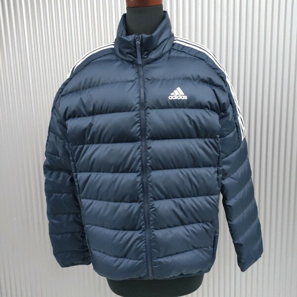 【軽量】美品/アディダスadidas/古着/プライムグリーンPRIMEGREEN/Essentials Down Jacket/3本線/エッセンシャルズ/ダウンジャケット/L/紺/