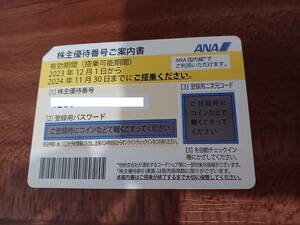 新券　ANA 全日空 株主優待券 11月発行 有効期限:2023/12/1～2024/11/30)　送料無料（データ受渡のみ）