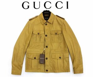 85万新品訳有◆56=XXL◆GUCCI グッチ マスタード系M-65レザージャケット ブルゾン1円