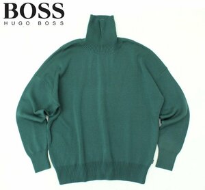 5万新品◆M◆BOSS ヒューゴボス 青緑ヴァージンウールタートルネックニット 1円