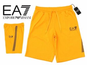 4万新品◆L◆EA7◆EMPORIOアルマーニ 橙ロゴコットンハーフパンツ 1円