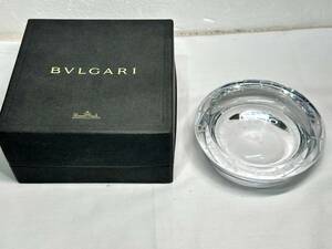 [2365] BVLGARI ブルガリ クリスタル 灰皿 中古 Rosen thal ローゼンタール 箱付き アシュトレイ 少しタバコ臭あり 直径11.5cm程度