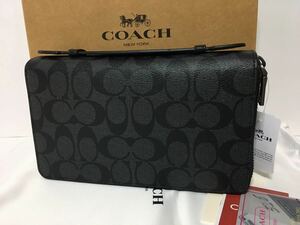 【未使用・送料無料】コーチ長財布★シグネチャーダブルジップレザー★COACHアウトレット★新品　F93504