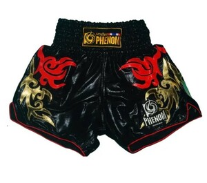 PHENOM MUAYTHAI フェノム ムエタイトランクス#040 ブラックラメ生地 / キックパンツ メンズ レディース ジュニア キッズ