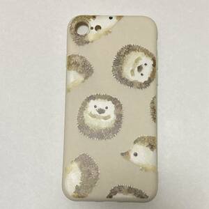新品 iphoneケース 7/8/SE2.3用 ハリネズミのかわいいスマホケース 動物 小動物 ネズミ イラスト ホワイト 白 シリコンケース