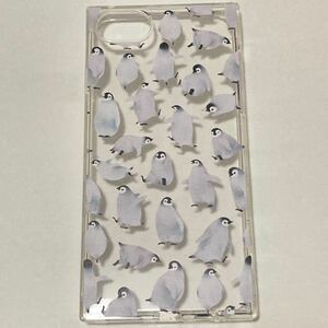 新品　iphoneケース7/8/SE2.3用 皇帝ペンギンの赤ちゃん柄　おしゃれ かわいい クリアケース 冬 クリスマス 動物 青 雪　水族館に