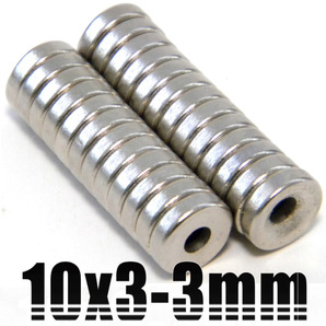 ★ 超強力 ネオジム磁石 ★ 皿ネジ穴付 丸形 マグネット / 直径10mm×厚3mm（穴3mm）/ 25個の画像2