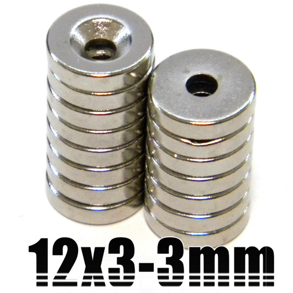 ★ ネオジム 超強力 磁石 ★ 直径 12mm （厚さ3mm 穴3mm）【15個】