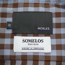 新品 BEAMS監修 モアレス SOMELOS チェック ボタンダウン シャツ S 水色 茶 【I41068】 MORLES ビームス コットン SLIM FIT ワイン_画像10