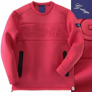 新品 ジーステージ ダンボール ニット クルーネック プルオーバー 50(XL) ピンク 【I46806】 ポケット付 メンズ G-stage ゴルフ ジャージー