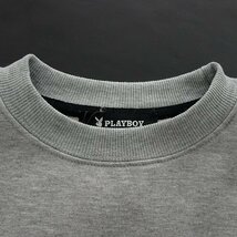 新品 プレイボーイ 2023秋冬 裏起毛 クルーネック スウェット L 灰【34057_97】 PLAYBOY メンズ 刺繍 トレーナー スエット プルオーバー_画像3