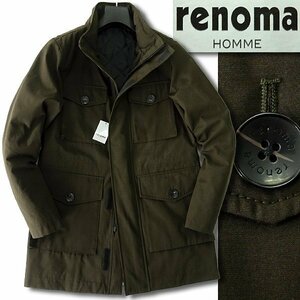 新品 3.3万 レノマオム 撥水 高密度 M-65型 フィールド コート L カーキ 【J55837】 秋冬 renoma HOMME ブルゾン ジャケット メンズ