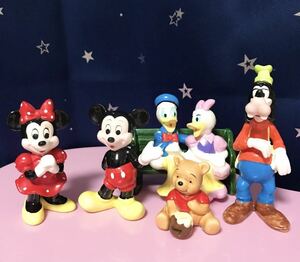 レトロ 東京ディズニーランド 置き物セット 陶器 ミッキー ミニー プー ドナルド デイジー グーフィー ベンチ ディズニー フィギュア