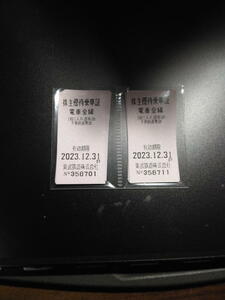 東武鉄道株主優待乗車証１（1枚単位）　有効期限2023年12月31日迄