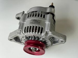 ジムニーSJ10 高出力　オルタネーター 65A 021000-8140（ハーネスCK01付属）アルミプーリーRED RR65-F6A-02-R【A-AC014】