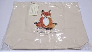 ★メゾンキツネ MAISON KITSUNE トートバッグ キャンバス コットン 100% オフホワイト