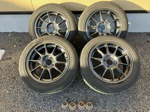 溝有!センターキャップ付wedsウェッズTC105X15in7J +48PCD100 4H195/55R15アドバンフアクアヤリスフィットスイフトヴィッツNCP131GK5GE