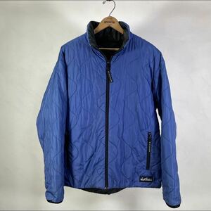 90s USA製 wildthings プリマロフト リバーシブル ジャケット L made in usa primaloft ブルーphotohitoブラック ナイロンジャケット