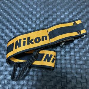 【美品・送料無料】Nikon ニコン カメラ ストラップ 黄色(イエロー)×黒色(ブラック) ボーダー ストライプ 　1