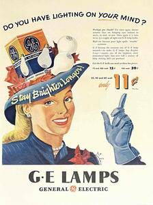 1946年General Electric電球/ヴィンテージ雑誌広告オリジナル・ポスター