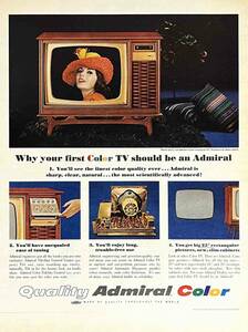 1965年Admiral Television初めてのカラーテレビ/ヴィンテージ雑誌広告オリジナル・ポスター
