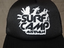 激レア USA購入 オーストラリア サーフスクール教室キャップ【SURF CAMP AUSTRALIA】ロゴプリント入りメッシュキャップ ブラック 中古良品_画像1