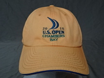 激レア USA購入 全米オープン ゴルフ選手権 【U.S. OPEN 2015】【CHAMBERS BAY】 【USGA MEMBER】ロゴ刺繍入りキャップ 中古良品 オレンジ_画像2