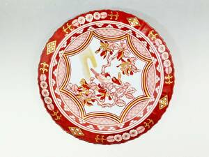 九谷焼　赤絵金彩　花鳥　皿　26cm/飾皿　AZ3