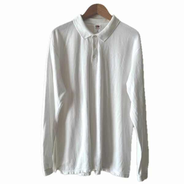 FRUIT OF THE LOOM フルーツオブザルーム メンズ長袖鹿子織ポロシャツ USED XL ホワイト