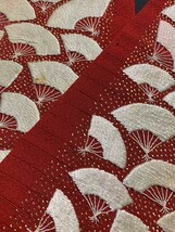 ★きものさらさ　アンティーク着物帯★即決！半襟D　半衿　舞妓　特別品　手刺繍　豪華　祇園　日本刺繍　縮緬　ちりめん　扇面　絽縮緬　_画像4