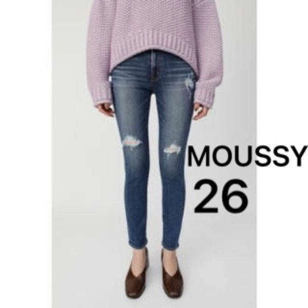 MOUSSY クロップドクラッシュスキニーデニム 26 ジーンズ 26inch デニム スキニー デニムパンツ